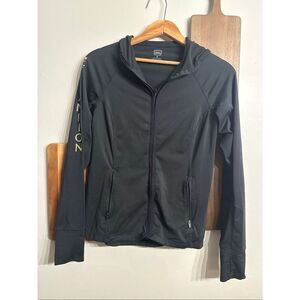 Noble Equine Black Long Sleeve Athletic Equestrian Hooded Zip Up Jacket Size XS